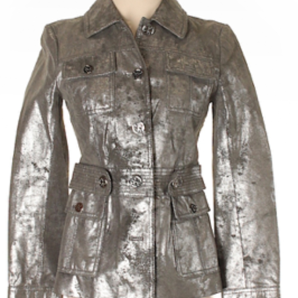 AUTHENTIC TORY BURCH SILVER LEATHER JACKET